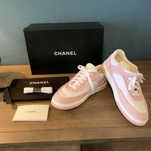 Chanel Pink and White Skater Sneakers